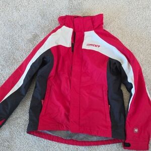 Spyder Kids Red and White Puffer Jacket